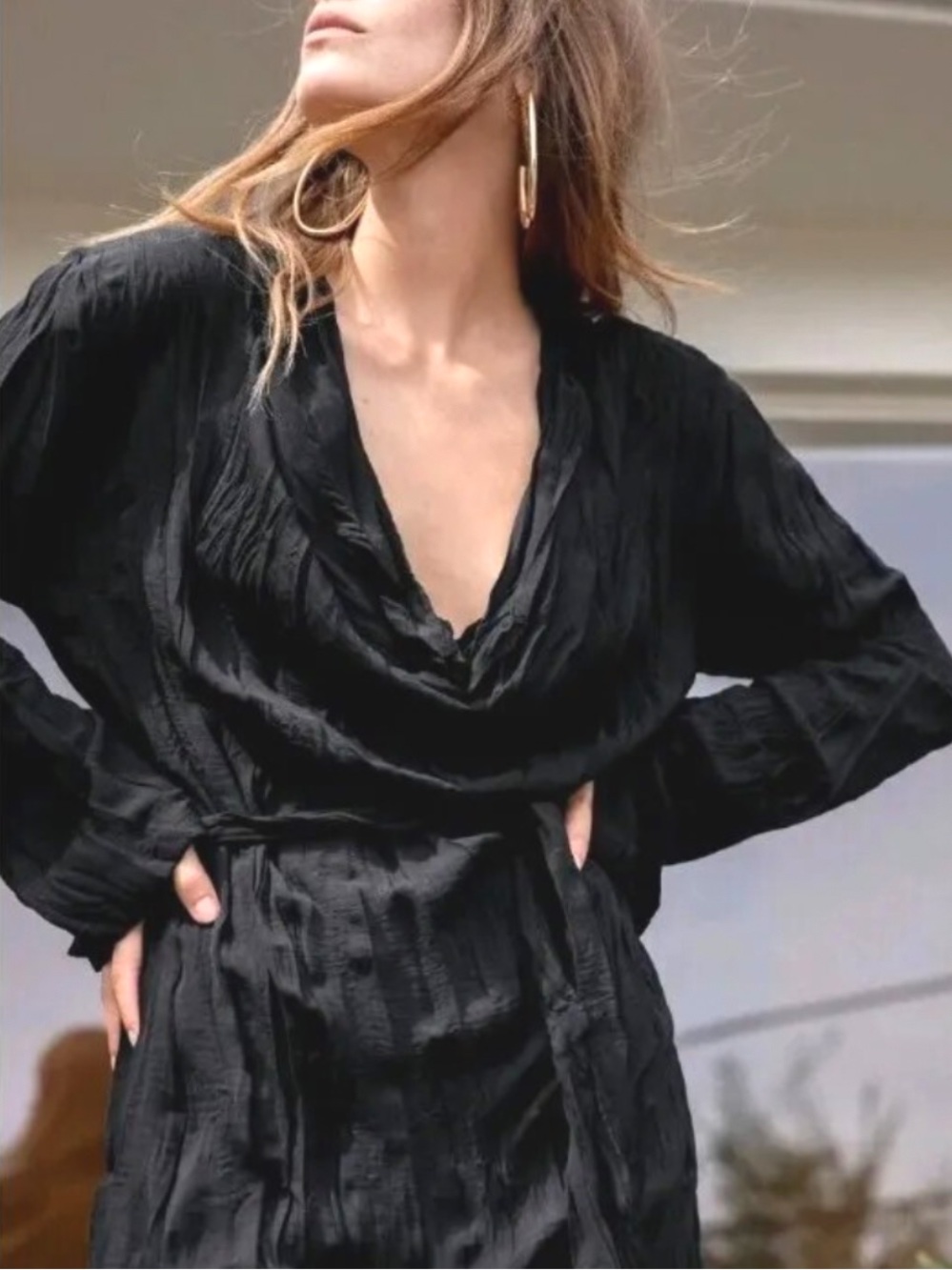 🐦‍⬛ Zara Black Lightweight Crinkle Dress (M)